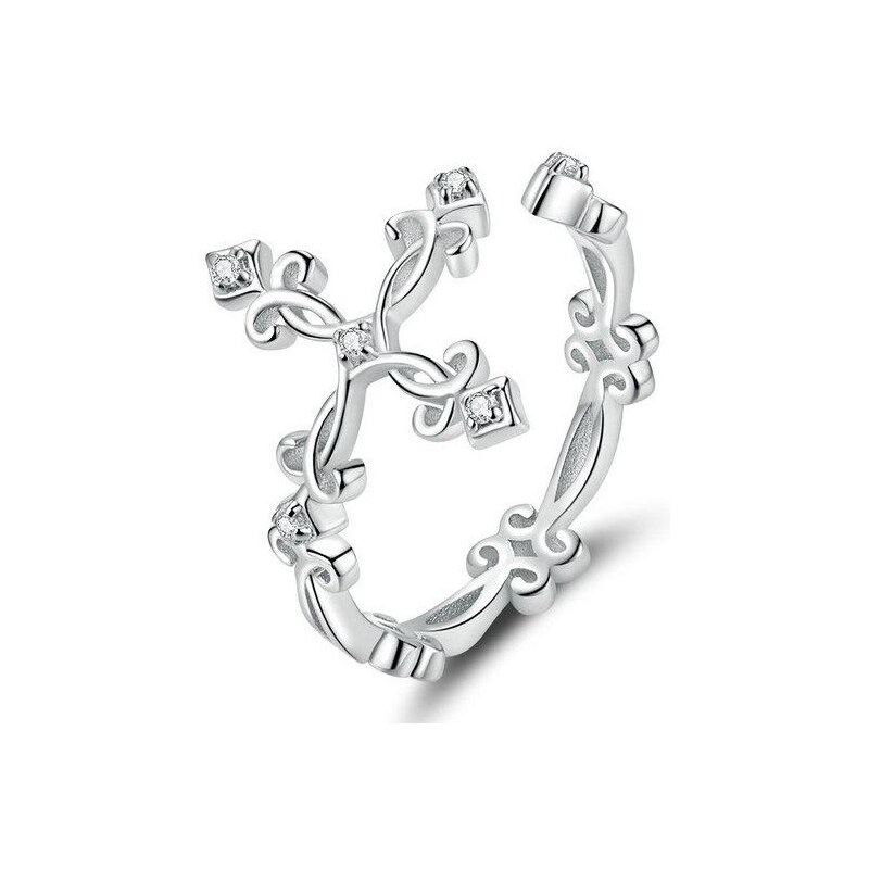 Emporial striborný nastaviteľný prsteň Filigránový krížik 29163651