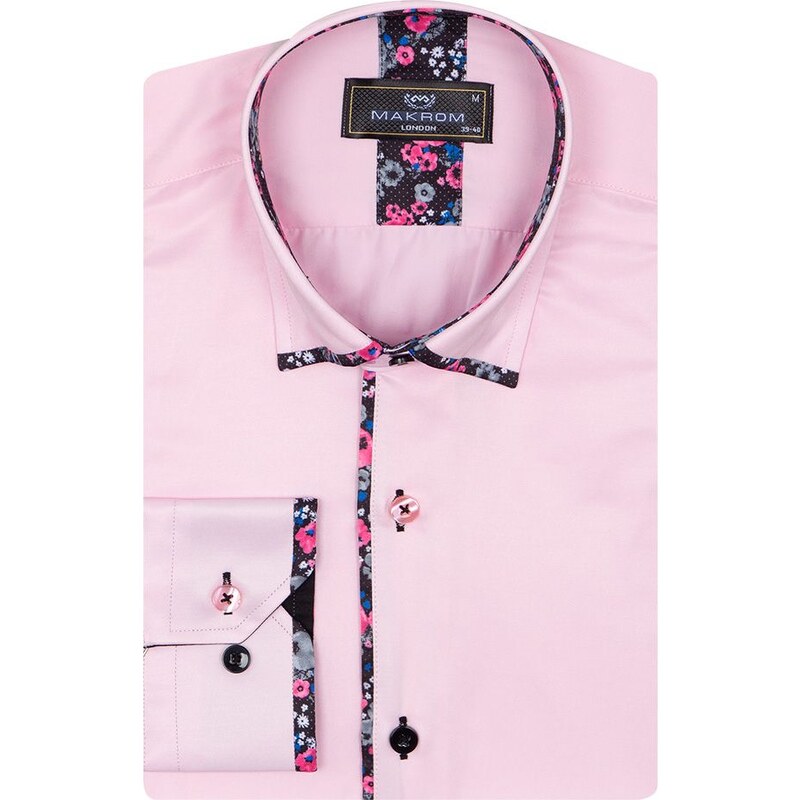 MAKROM London Ružová pánska košeľa s kvetinovým vzorom MAKROM 14741915