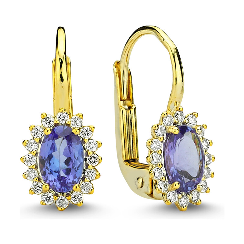 Lillian Vassago Zlaté náušnice s tanzanitom a briliantmi LLV11 44678763