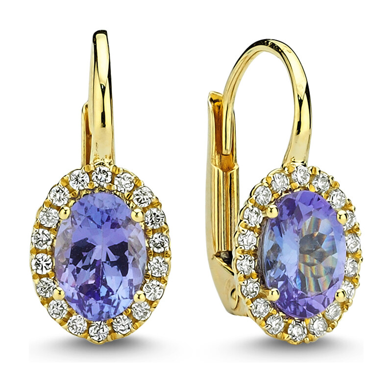 Lillian Vassago Zlaté náušnice s tanzanitom a briliantmi LLV11 22686555