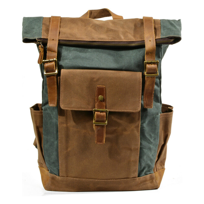 Glara Vintage plátený batoh s koženými detailmi 57937832