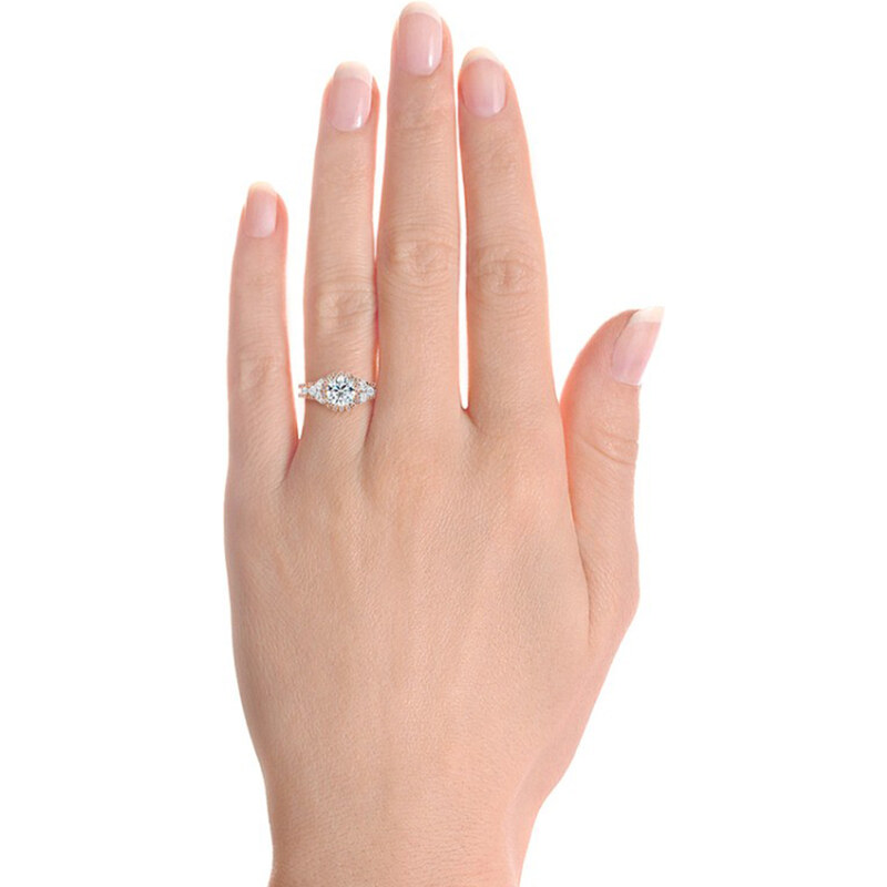 OLIVIE Ružovo pozlátený strieborný prsteň 3365