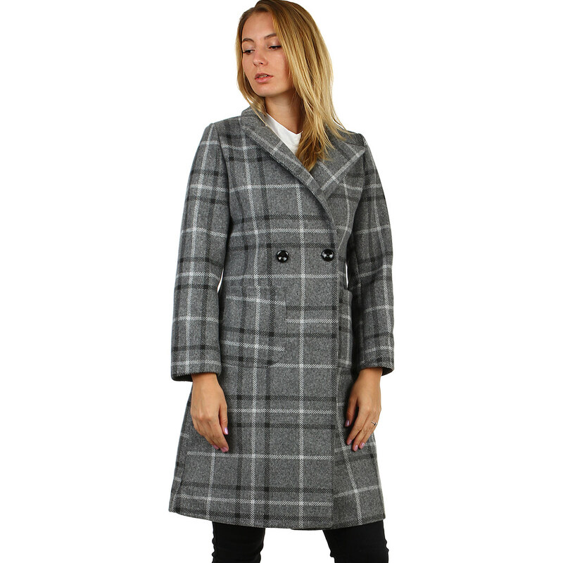 Glara Volnejší kockovaný kabát 36988218
