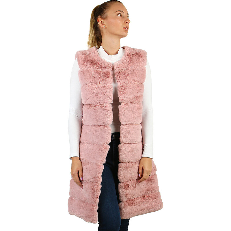 Glara Dlhá prešívaná kožušinová vesta 28762785