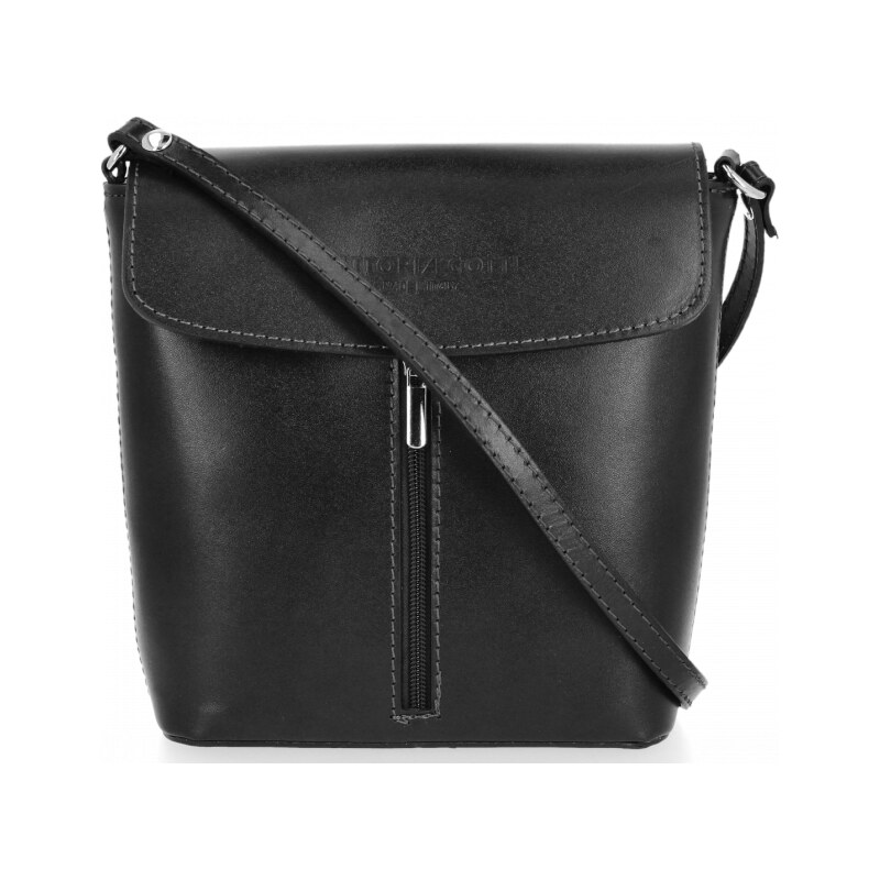 Kožené kabelka listonoška Vittoria Gotti čierna VG2012 61074720