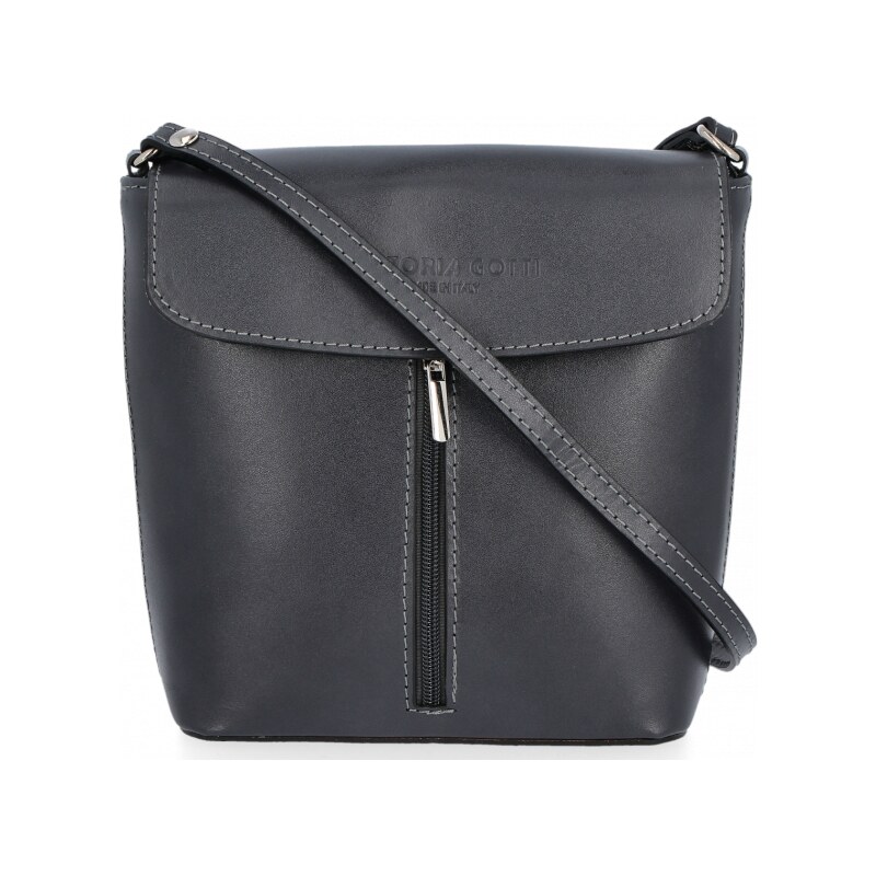 Kožené kabelka listonoška Vittoria Gotti šedá VG2012 28397520