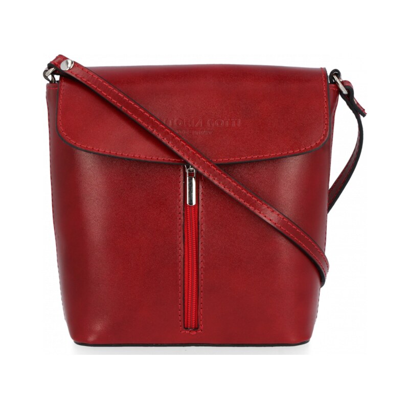 Kožené kabelka listonoška Vittoria Gotti červená VG2012 67670139