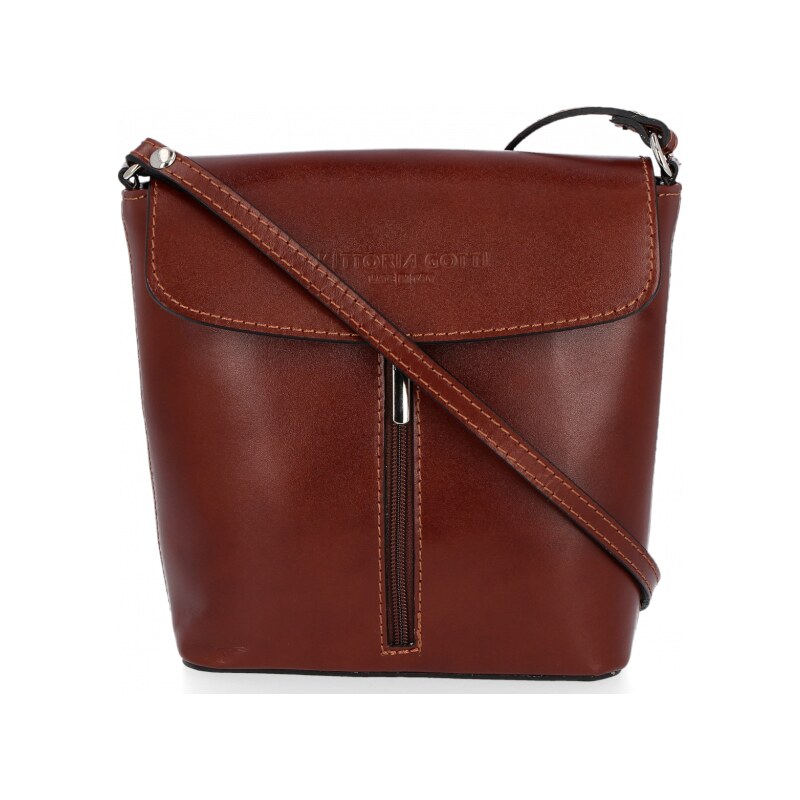 Kožené kabelka listonoška Vittoria Gotti hnedá VG2012 61074726