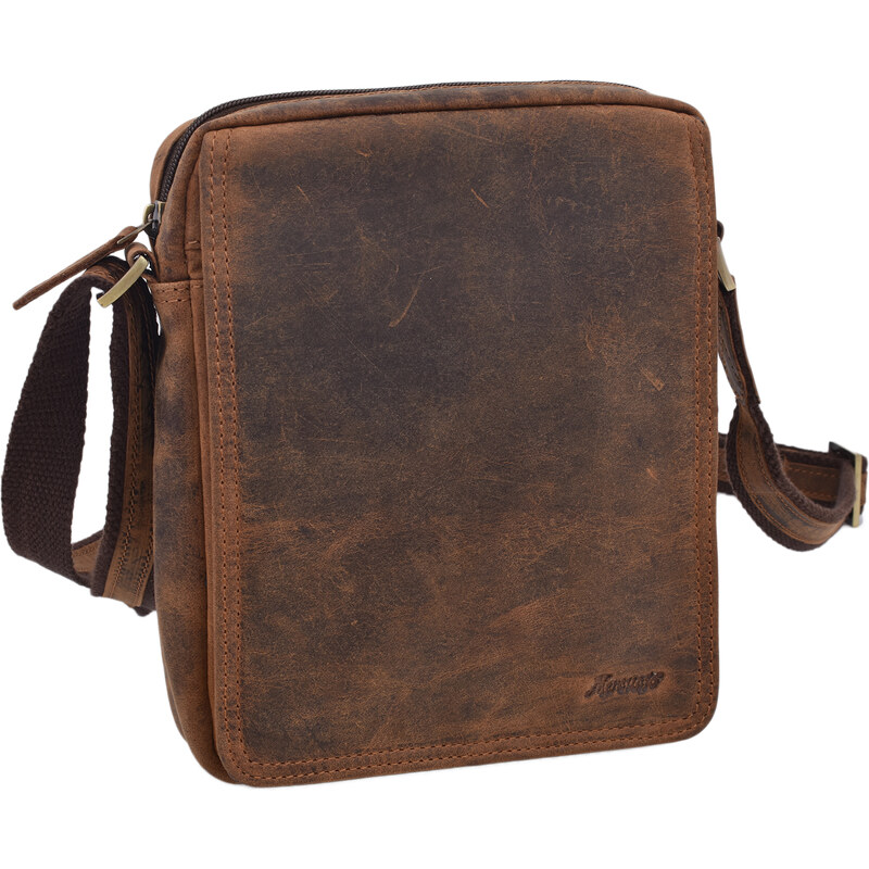 Mercucio Pánske kožené crossbody tmavohnedý hunter 250589 64524502