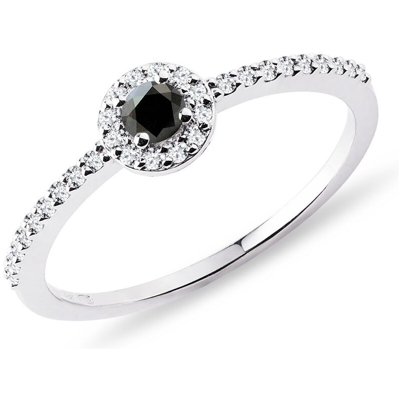 Zlatý zásnubný prsteň s čiernym diamantom KLENOTA K0153052