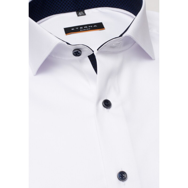 ETERNA Slim Fit pánska košeľa biela Cover s tmavo modrým kontrastom 15401777