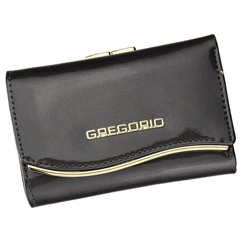 Gregorio šedá lakovaná malá dámska kožená peňaženka v darčekovej 15134907