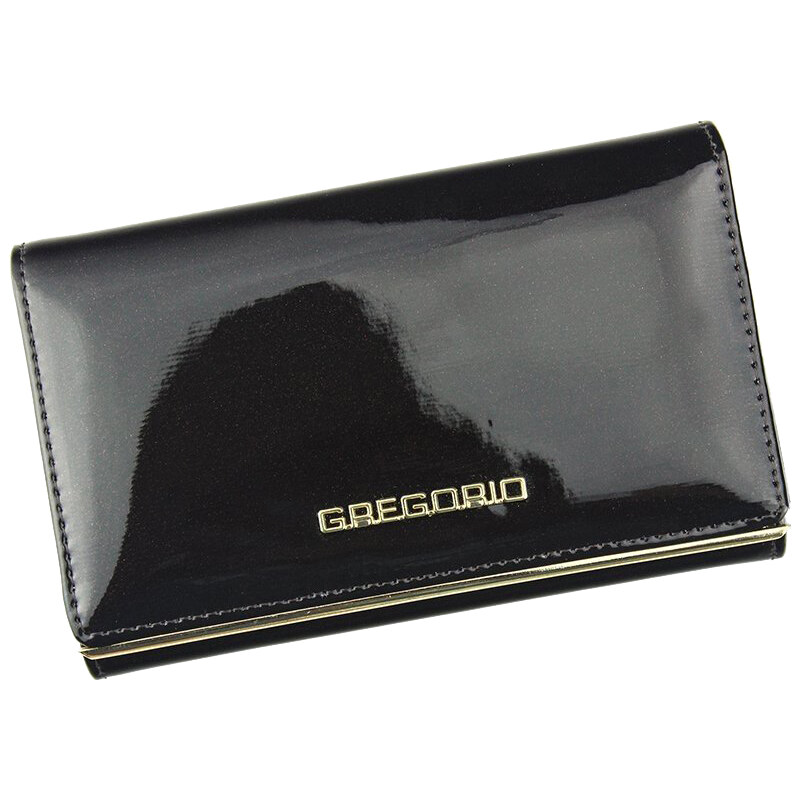 Gregorio tmavo hnedá lakovaná dámska kožená peňaženka v darčekovej krabičke