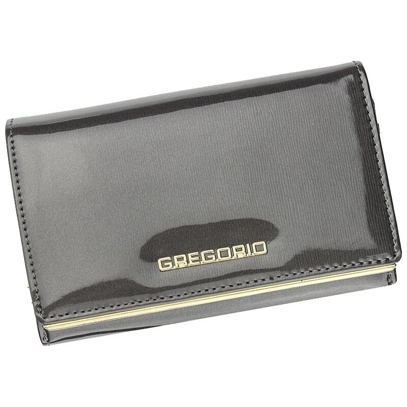 Gregorio šedá lakovaná dámska kožená peňaženka v darčekovej krabičke