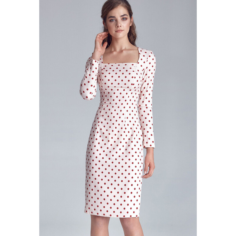 Glara Bodkované puzdrové šaty s dlhým rukávom 15485842