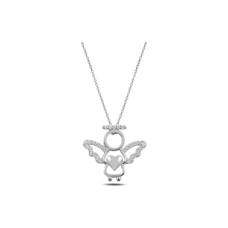 Klenoty Amber Strieborný náhrdelník anjel- drobné zirkóny