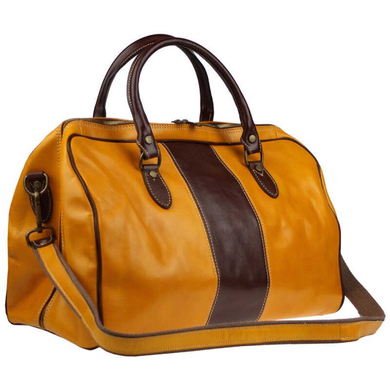 Kožená cestovná taška Tiberius Gialla Marrone žltá NovaKabelka.sk 48839605