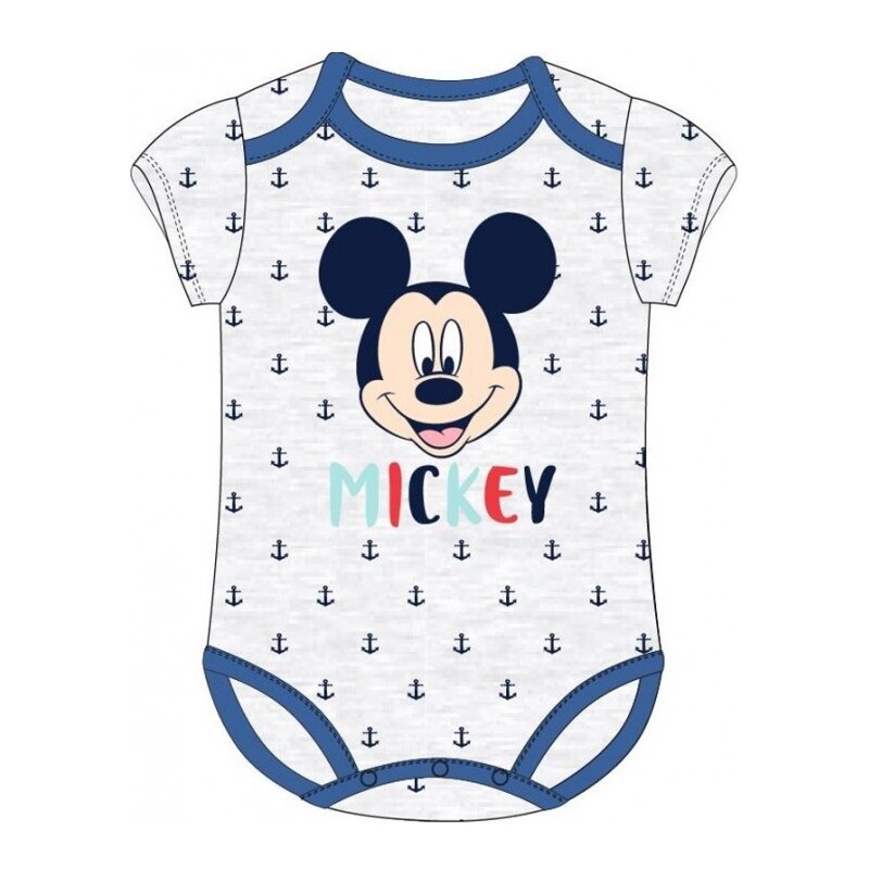 E plus M Dojčenské / chlapčenské / detské body / tričko s krátkym rukávom Mickey Mouse - Disney - šedé