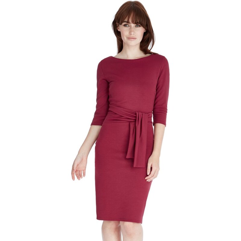 Goddiva Bordové púzdrové šaty s dlhými rukávmi 15522201