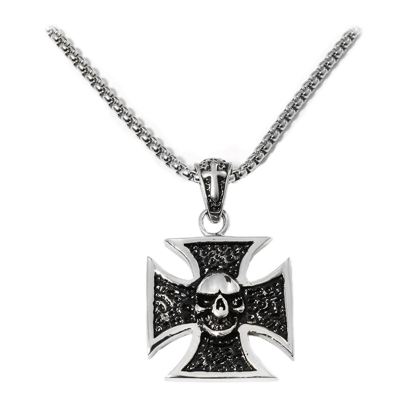 BEMI Design Náhrdelník keltský kríž s lebkou z chirurgickej ocele 10399865