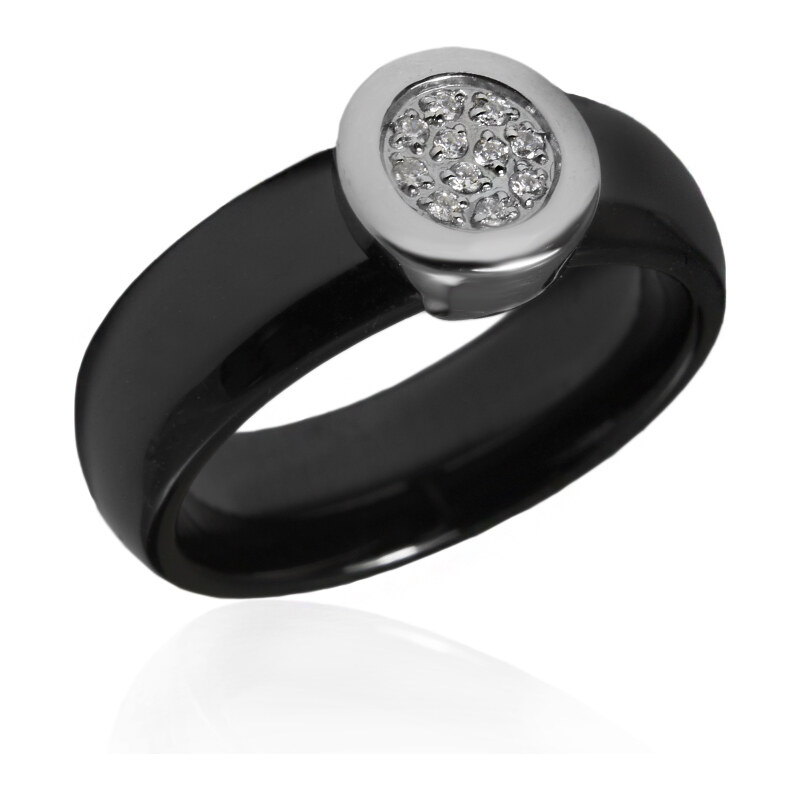 BM Jewellery Dámsky keramický prsteň so zirkónmi BLACK & WHITE S981150