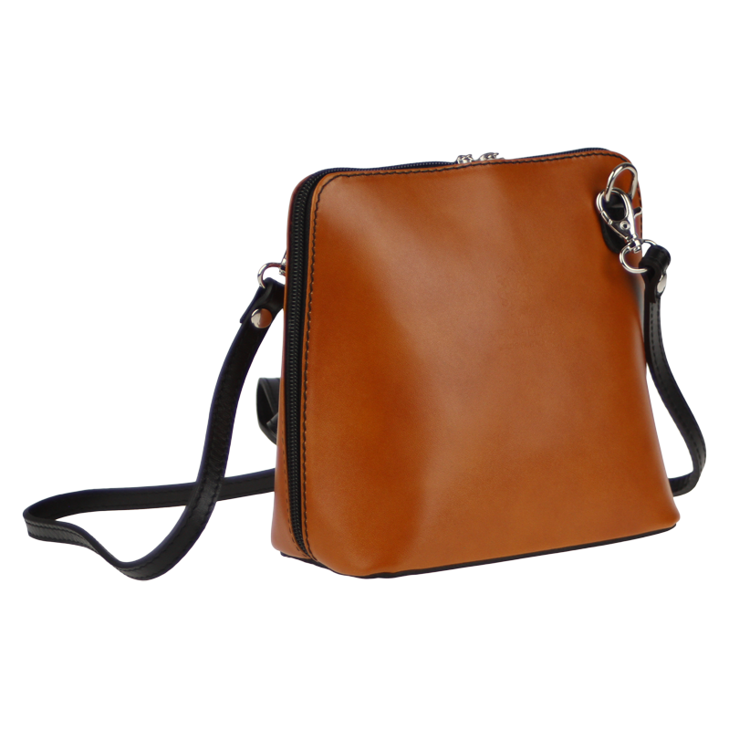 Camel kožená talianska crossbody kabelka Grana Camel Nera NovaKabelka 65826255