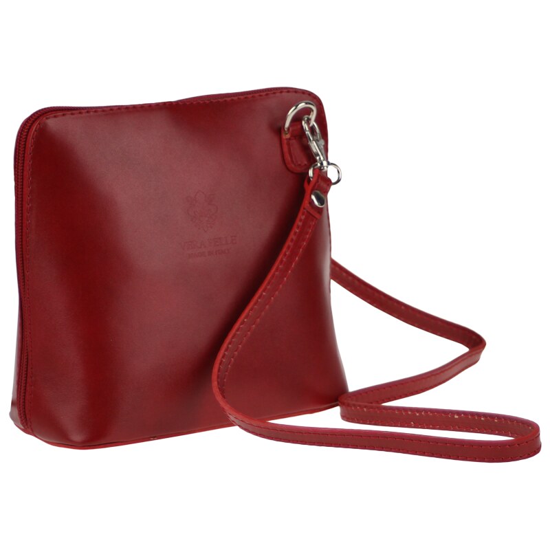 Červená kožená talianska crossbody kabelka Grana Rossa Scura 15562674