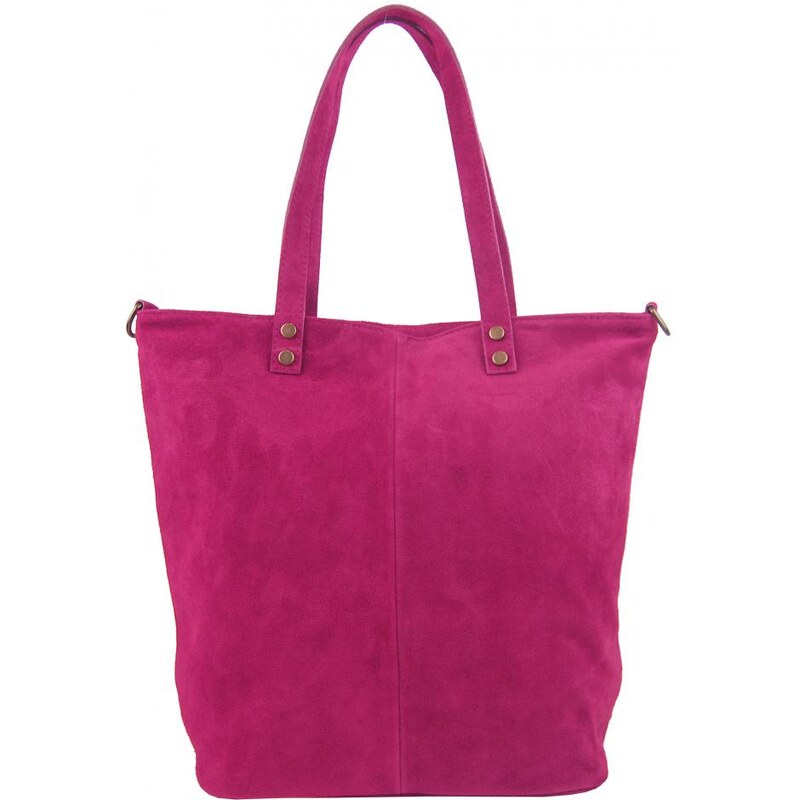 BORSE IN PELLE Kožená veľká fuchsiová brúsená praktická dámska kabelka 47545718