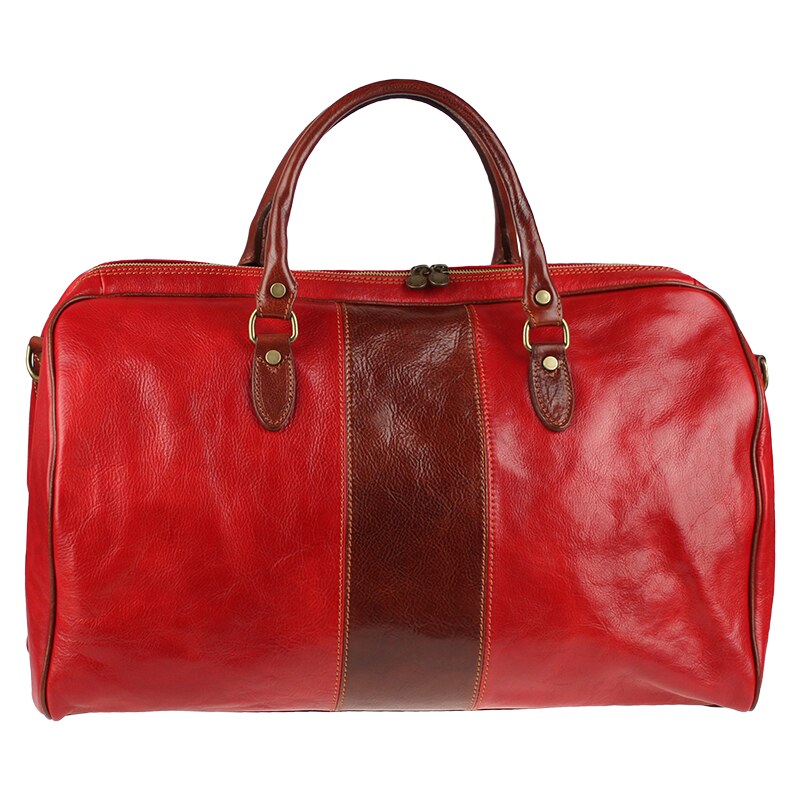 Kožená cestovná taška Galba Rossa Marrone červená NovaKabelka.sk 15630193