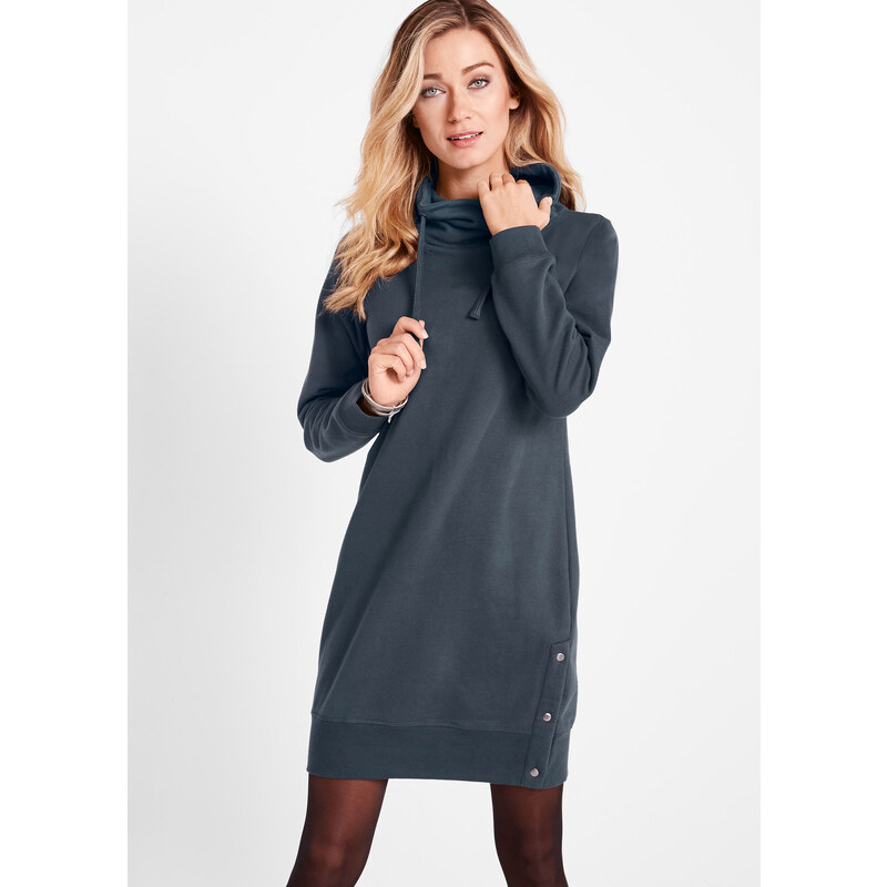 bonprix Mikinové šaty z čistej bavlny, farba modrá 44789769