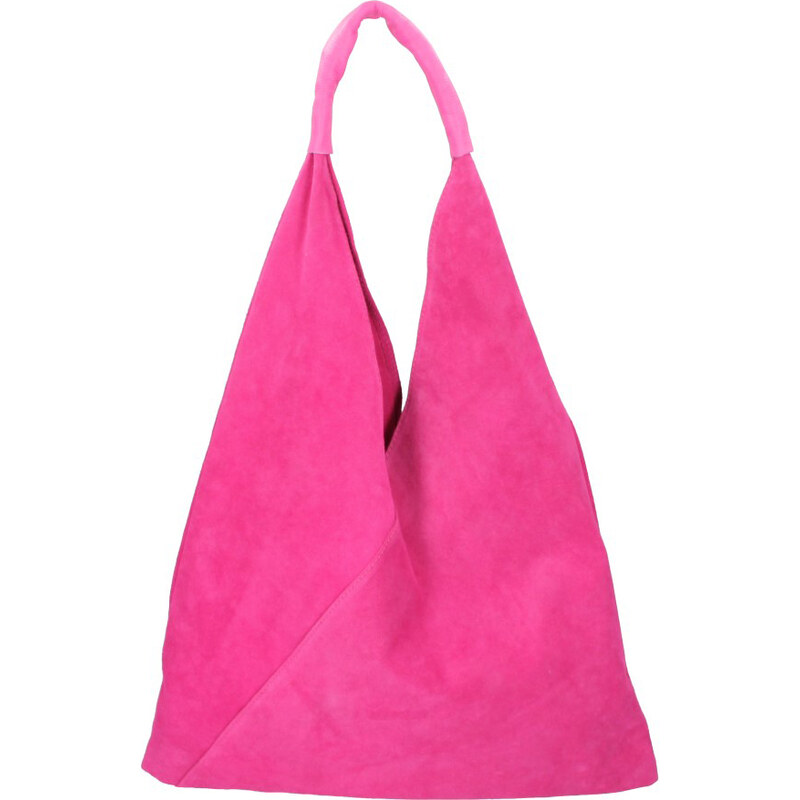 BORSE IN PELLE Kožená veľká dámska kabelka Alma fuchsiová 15660926