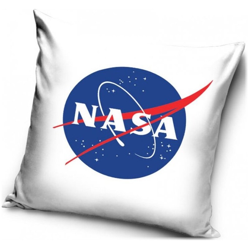 Carbotex Vankúš NASA s logom Americkej vládnej agentúry pre pre letectvo a kozmonautiku - biely - 40 x 40 cm