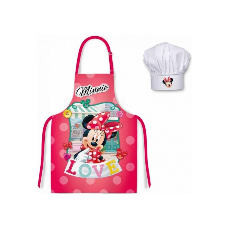 Javoli Detská / dievčenské zástera a kuchárska čiapka Minnie Mouse (Disney)  LOVE