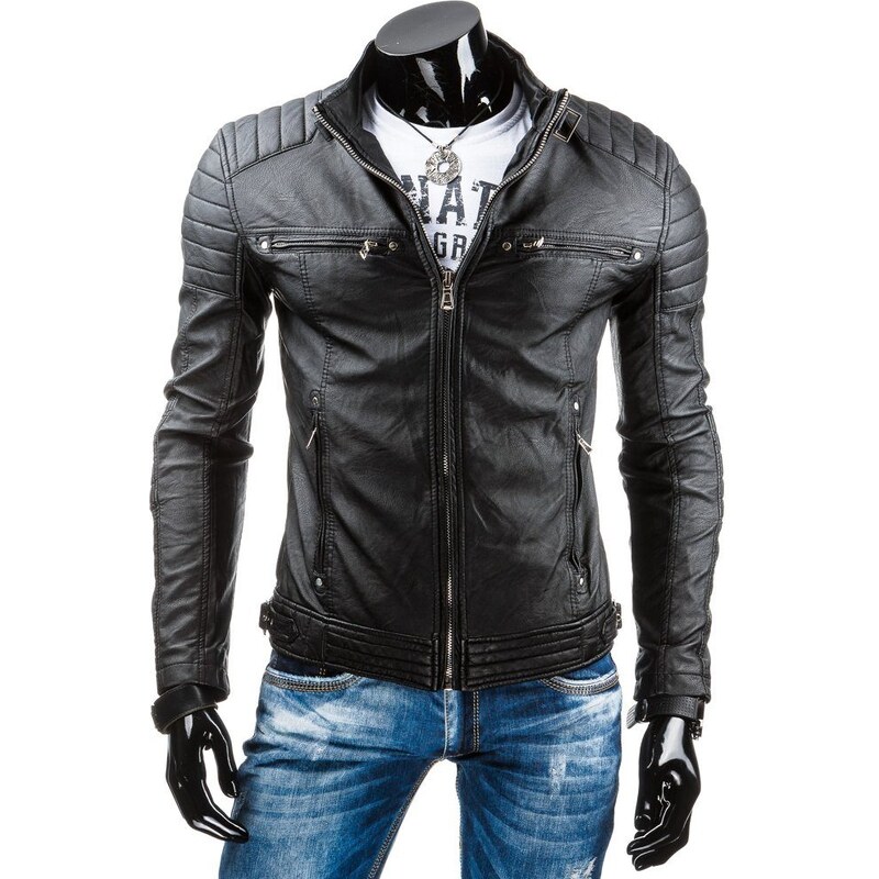 Buďchlap Zaujímavá koženková čierna bunda 46472365