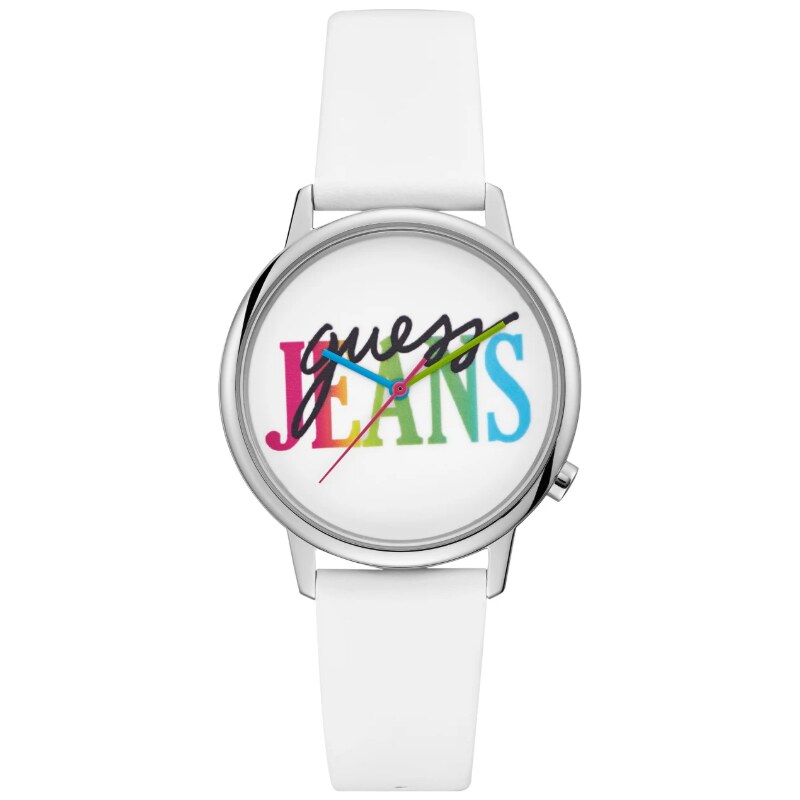 GUESS hodinky Originals Silver-tone And White Analog Watch, 12576