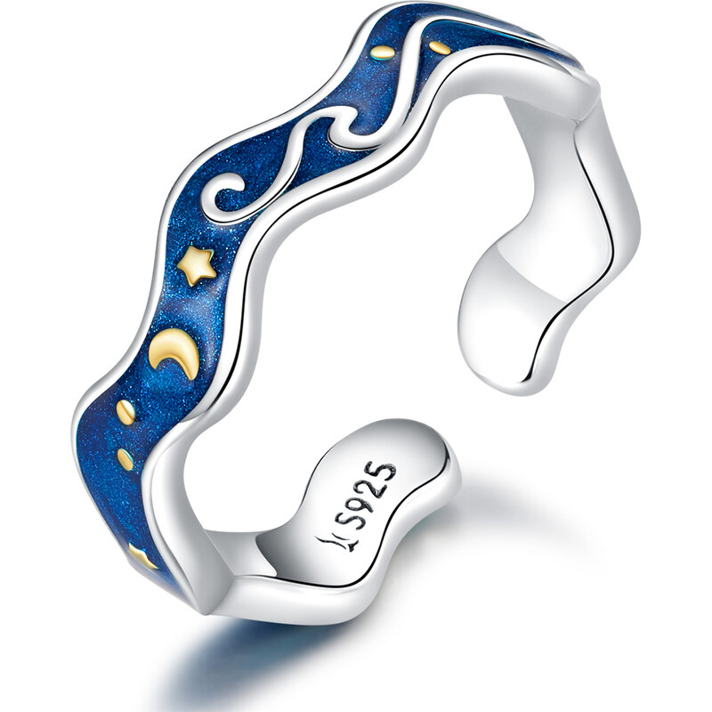 Emporial strieborný nastaviteľný prsteň Krásny vesmír 31337428