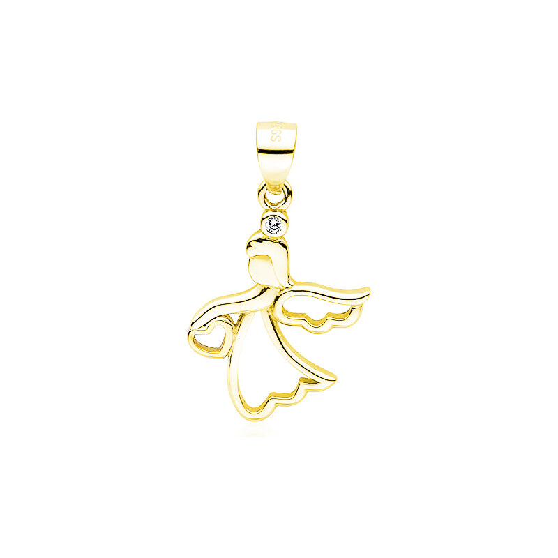 Olivie Strieborný prívesok ZLATÝ ANJEL so srdiečkom 3661 16605129