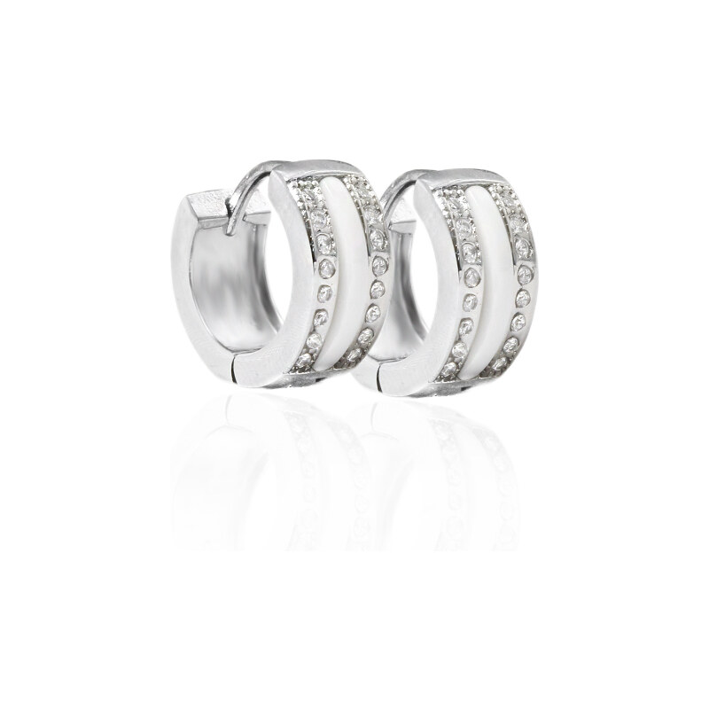 BM Jewellery Náušnice krúžky so zirkónmi S998190 16099619
