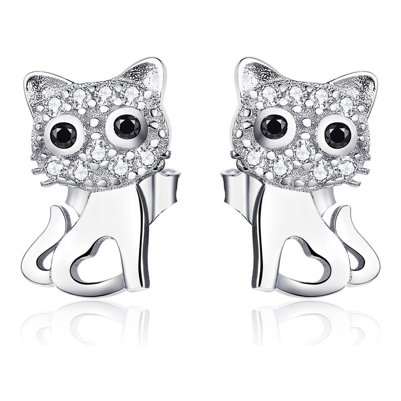 Emporial strieborné kôstkové náušnice Milovaná mačka SCE797 28013775