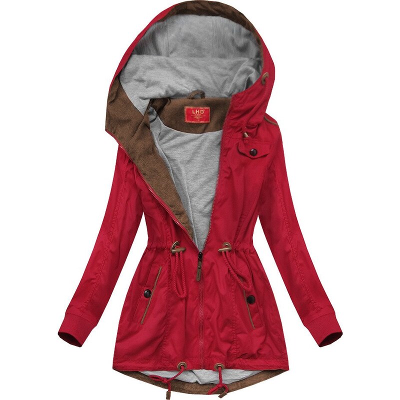 LHD Krátka červená bunda parka s kapucňou (TLR335) 49732814