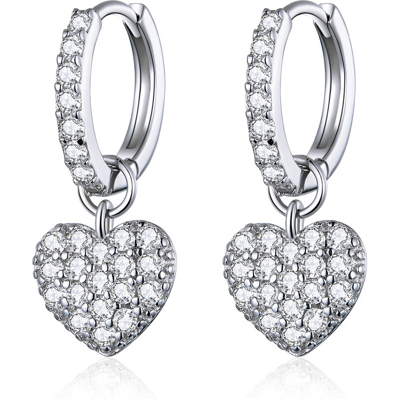 Emporial strieborné náušnice Trblietavé srdcia SCE821 28183412