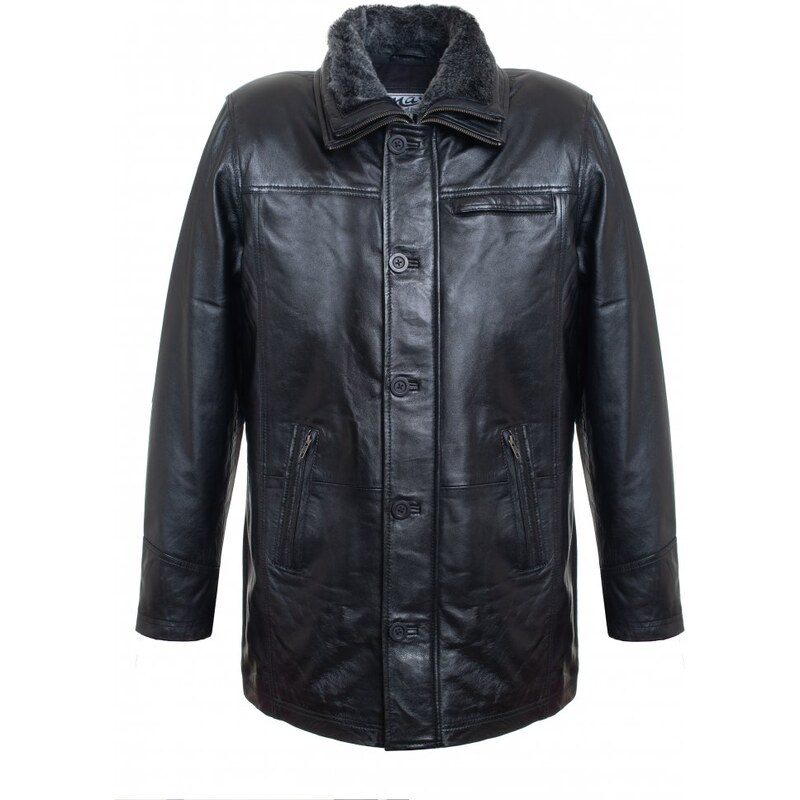 MAX Pánska kožená bunda 1003 černá 5868956