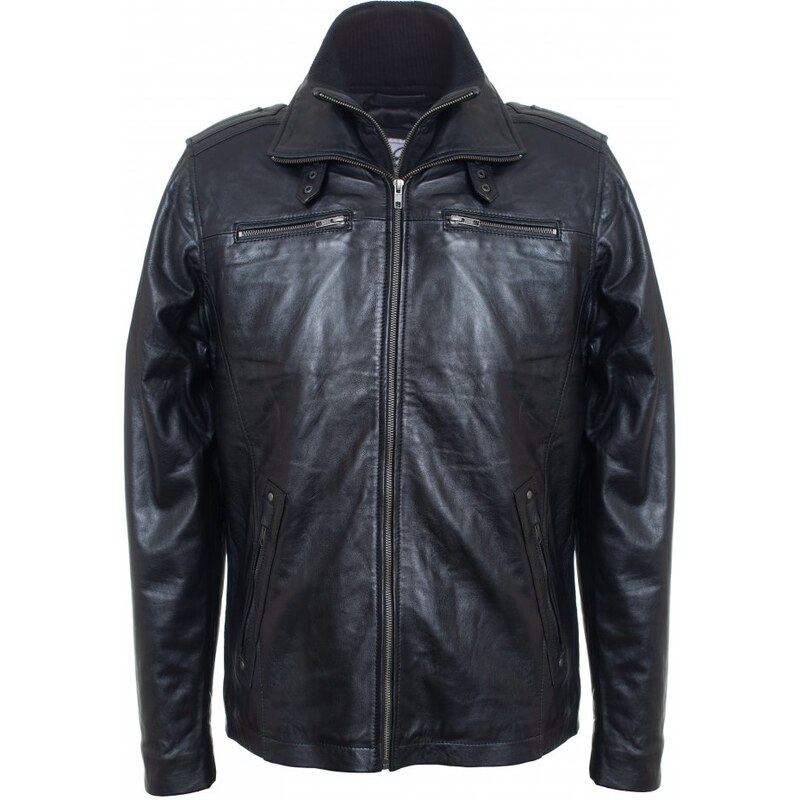 MAX Pánska kožená bunda 4065 čierna 16123890