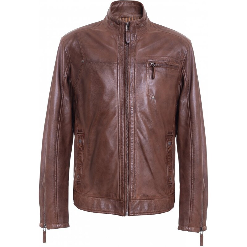 MAX Pánska kožená bunda BRIGHTON camel 16123891