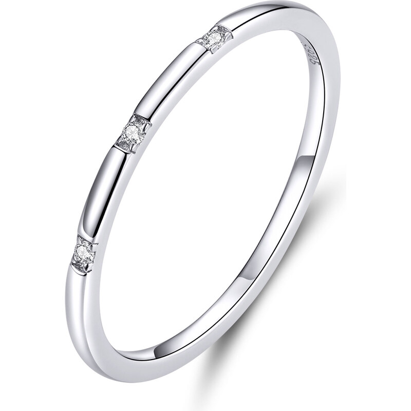 Emporial strieborný prsteň Tri trblietavé kamene 31396434