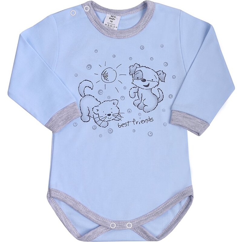 Dojčenské body s dlhým rukávom New Baby Kamaráti modré - veľ. 80