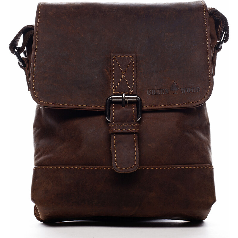Módna pánska kožená taška Edgar Green Wood hnedá 64832119