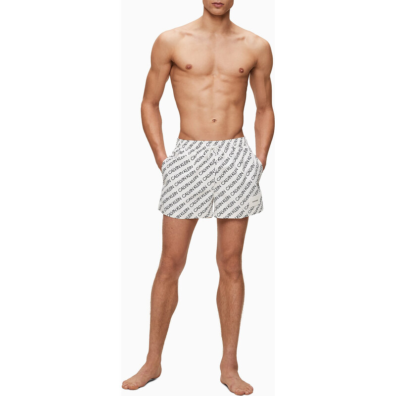 Pánske plavky KM0KM00428-0K4 čiernobiela - Calvin Klein 17087623