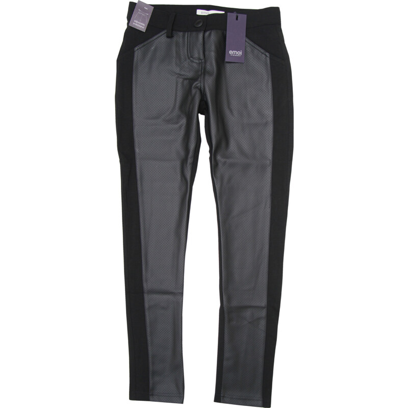 Emoi čierne dievčenské legíny s dielmi z eco kože 16416733