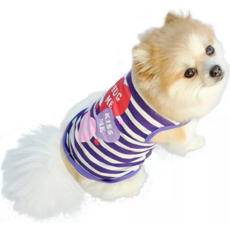 MADE in PRC pre psov a mačky / na leto pruhovaná vesta - fialová